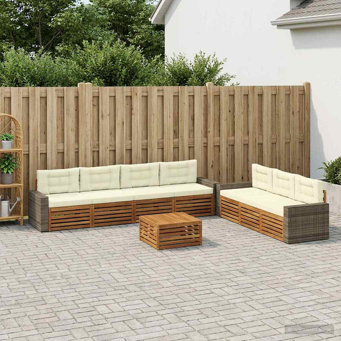 Set de canapele de exterior 8 pcs Natural și Crem WALTI