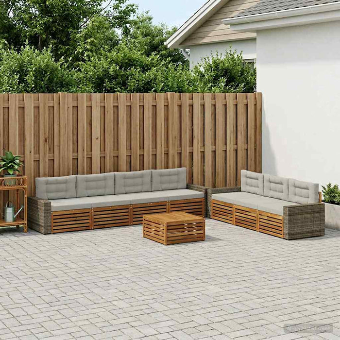 Set de canapele de exterior 8 pcs Natural și gri deschis WALTI