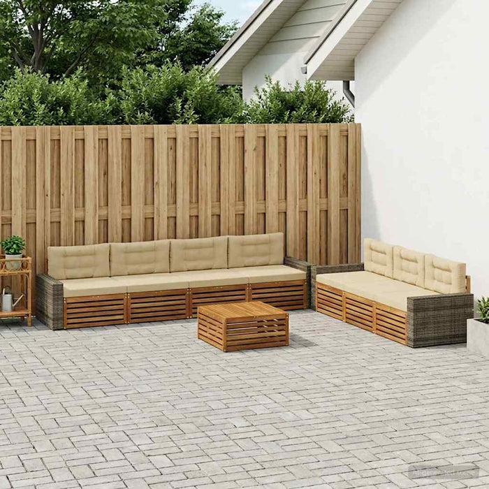 Set de canapele de exterior 8 pcs Natural și Bej WALTI