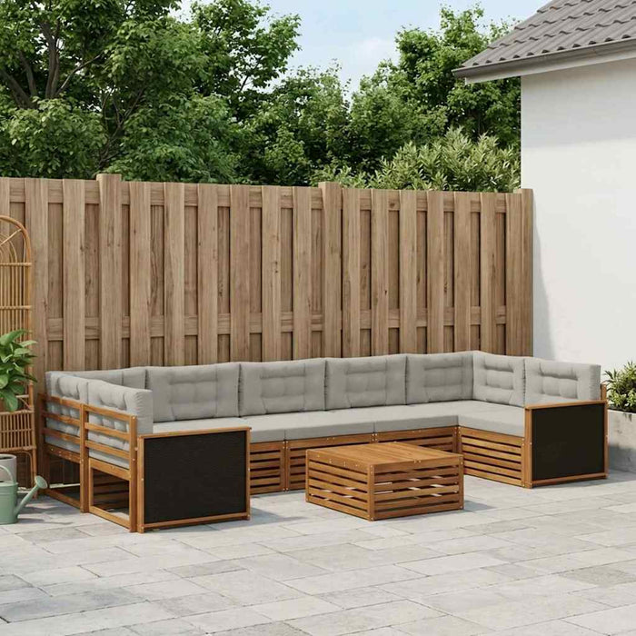 Set de canapele de exterior 8 pcs Natural și gri deschis WALTI