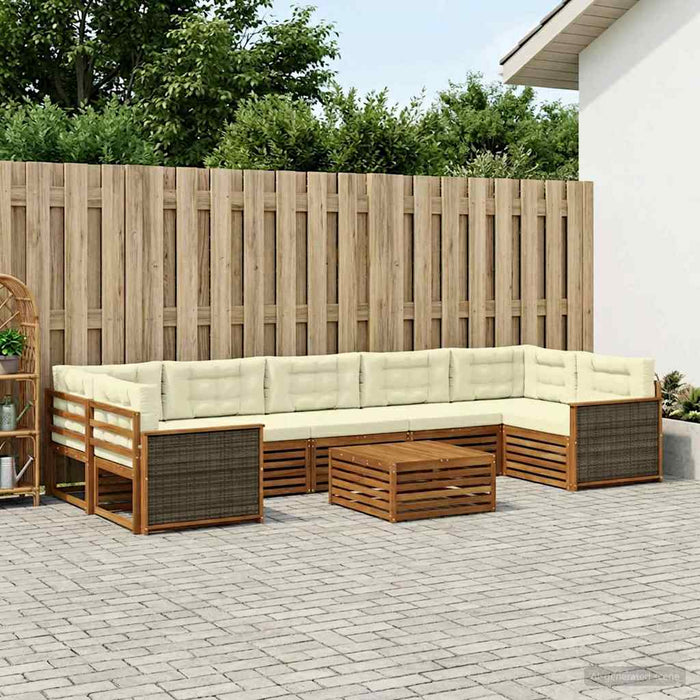 Set de canapele de exterior cu pernă 8 pcs Natural și Crem WALTI
