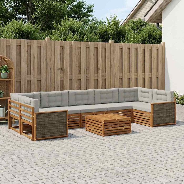 Set de canapele de exterior 8 pcs Natural și gri deschis WALTI