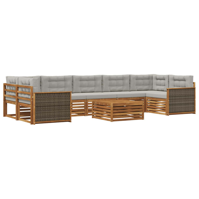 Set de canapele de exterior 8 pcs Natural și gri deschis WALTI