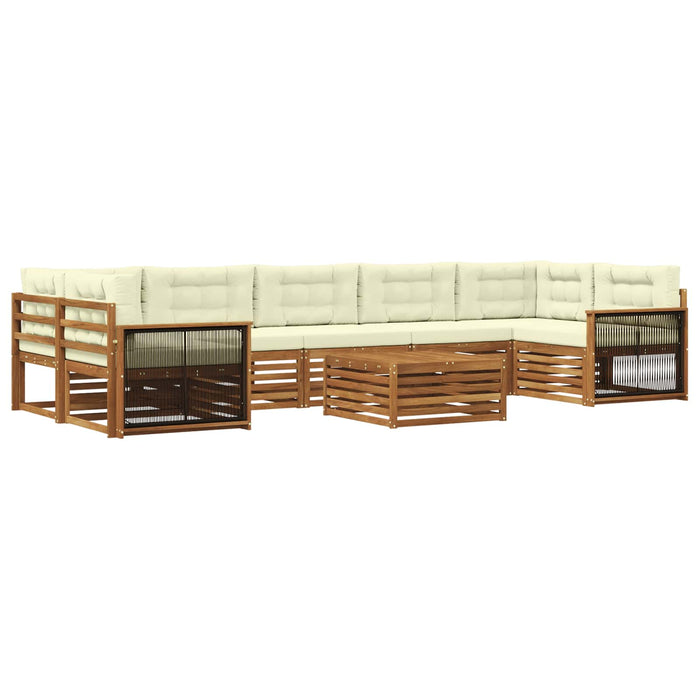 Set de canapele de exterior cu pernă 8 pcs Natural și Crem WALTI