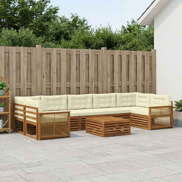 Set de canapele de exterior cu pernă 8 pcs Natural și Crem WALTI
