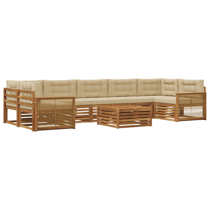 Set de canapele de exterior cu pernă 8 pcs Natural și Bej WALTI