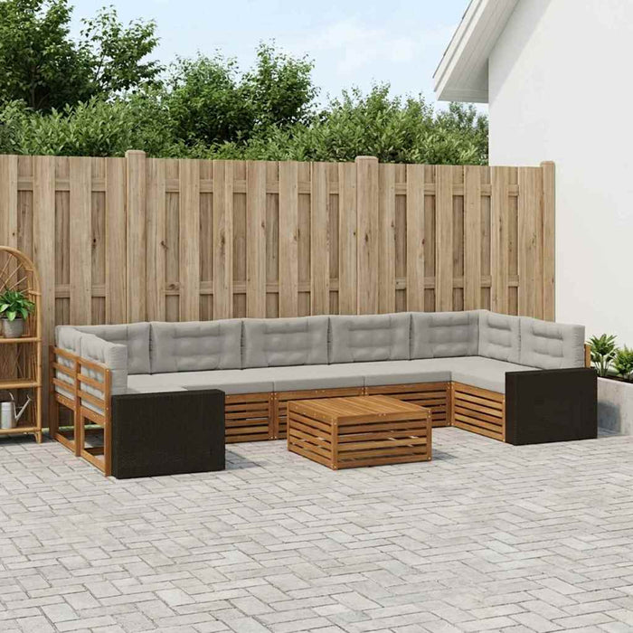 Set de canapele de exterior 8 pcs Natural și gri deschis WALTI