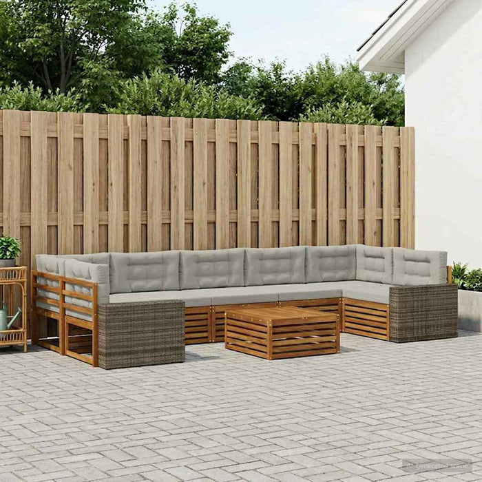 Set de canapele de exterior 8 pcs Natural și gri deschis WALTI
