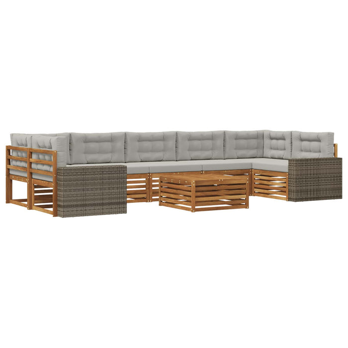 Set de canapele de exterior 8 pcs Natural și gri deschis WALTI