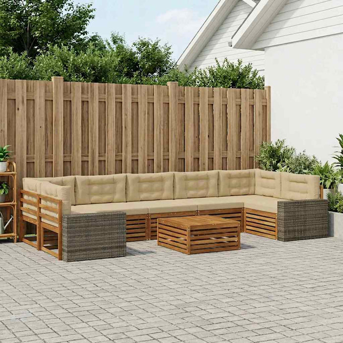 Set de canapele de exterior 8 pcs Natural și Bej WALTI