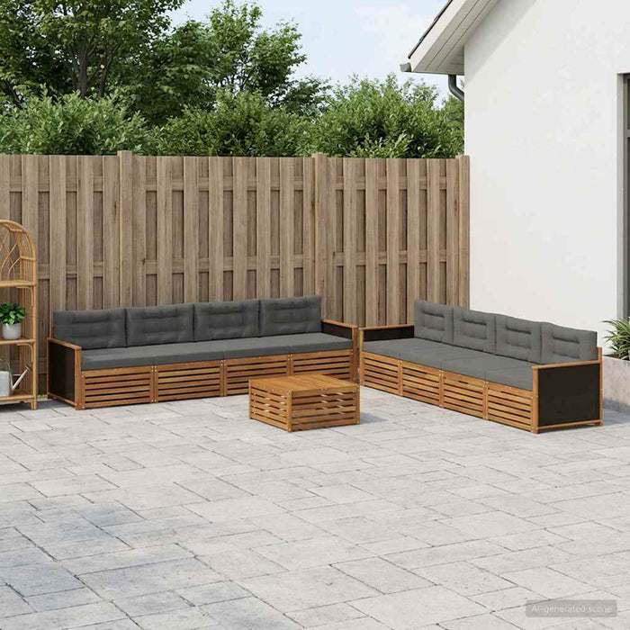 Set de canapele de exterior 9 pcs Natural și Antracit Poliester WALTI