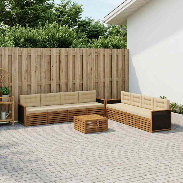 Set de canapele de exterior 9 pcs Natural și Bej Poliester WALTI