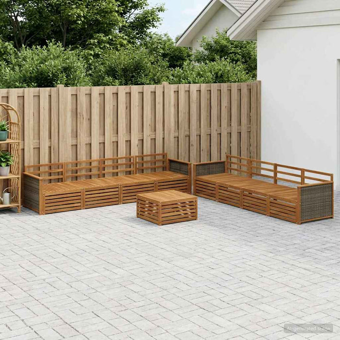 Set de canapele de exterior 9 pcs natural Lemn Solid de Acacia WALTI