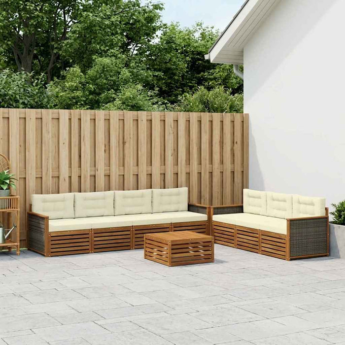 Set de canapele de exterior cu pernă 9 pcs Natural și Crem WALTI