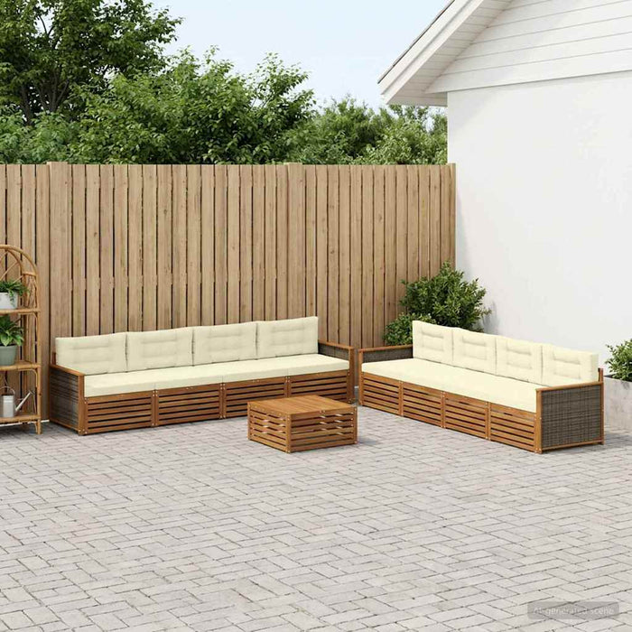 Set de canapele de exterior cu pernă 9 pcs Natural și Crem WALTI