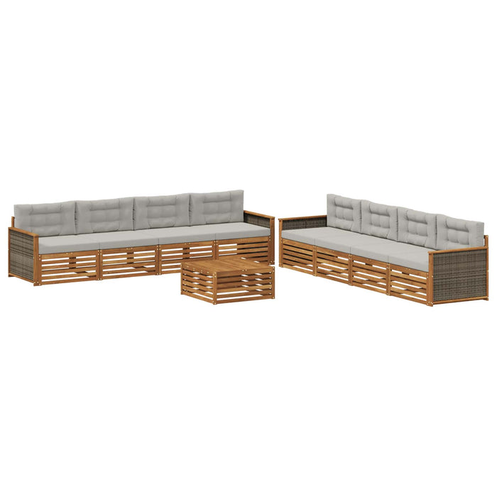 Set de canapele de exterior 9 pcs Natural și gri deschis WALTI