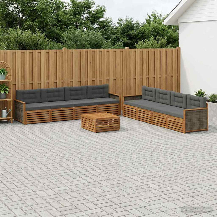 Set de canapele de exterior cu pernă 9 pcs Natural și Antracit WALTI