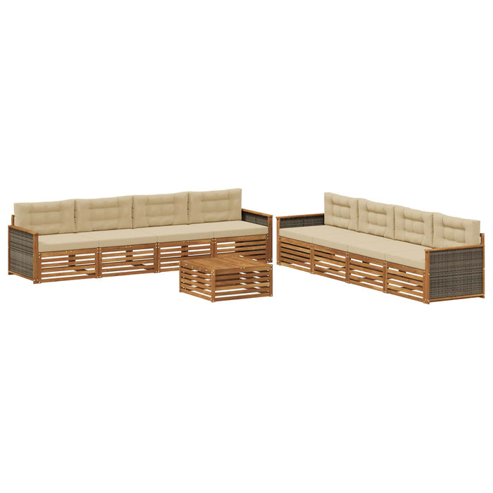 Set de canapele de exterior cu pernă 9 pcs Natural și Bej WALTI