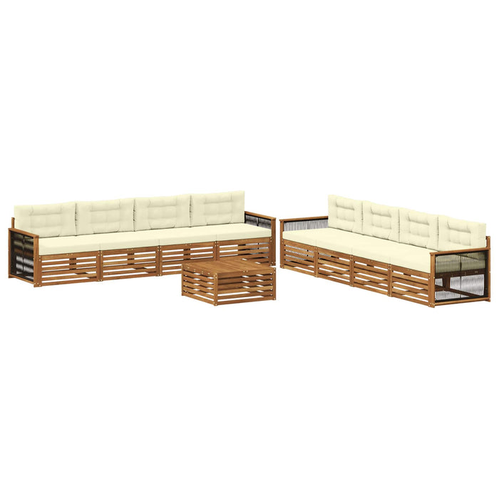Set de canapele de exterior cu pernă 9 pcs Natural și Crem WALTI