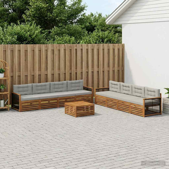 Set de canapele de exterior 9 pcs Natural și gri deschis WALTI