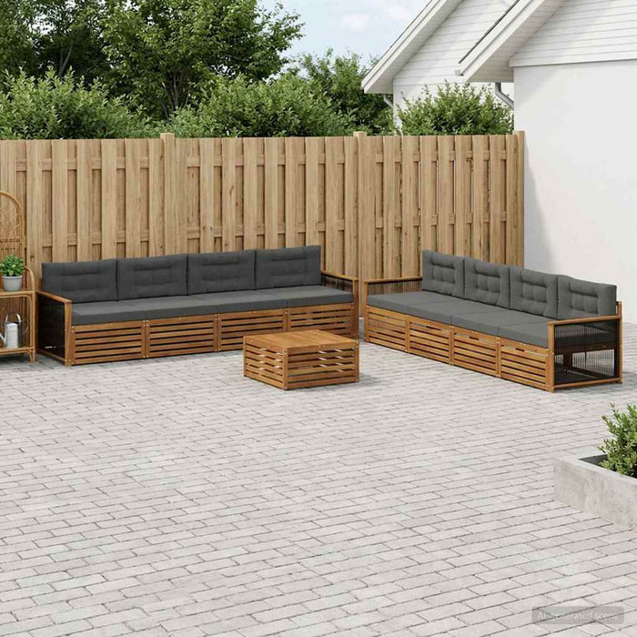 Set de canapele de exterior cu pernă 9 pcs Natural și Antracit WALTI