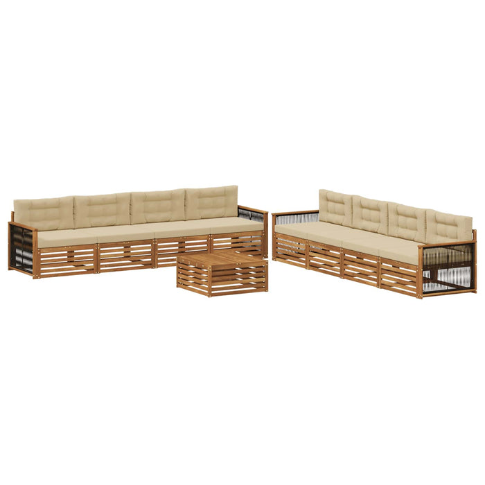 Set de canapele de exterior cu pernă 9 pcs Natural și Bej WALTI