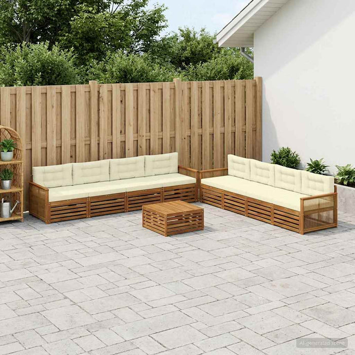 Set de canapele de exterior cu pernă 9 pcs Natural și Crem WALTI