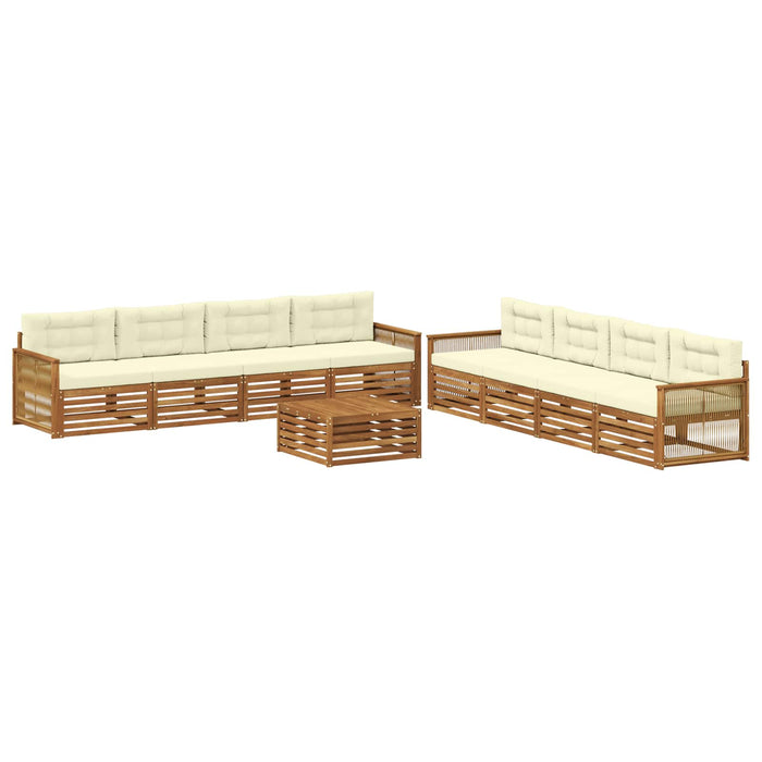 Set de canapele de exterior cu pernă 9 pcs Natural și Crem WALTI