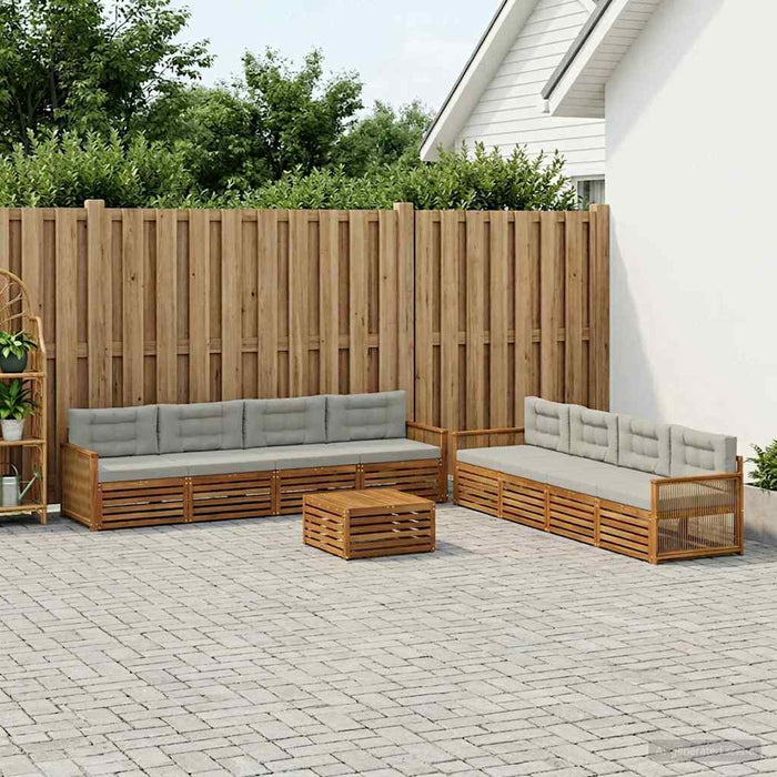 Set de canapele de exterior 9 pcs Natural și gri deschis WALTI