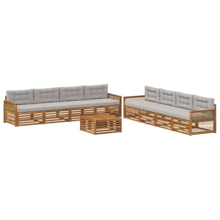 Set de canapele de exterior 9 pcs Natural și gri deschis WALTI