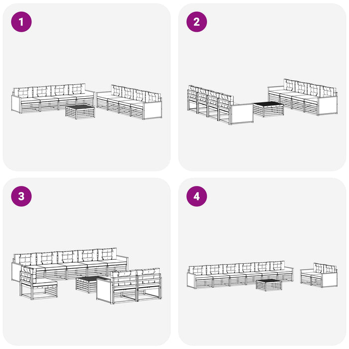 Set de canapele de exterior 9 pcs Natural și gri deschis WALTI