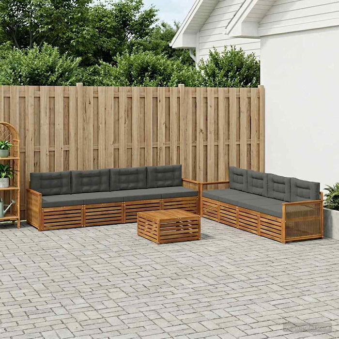 Set de canapele de exterior cu pernă 9 pcs Natural și Antracit WALTI