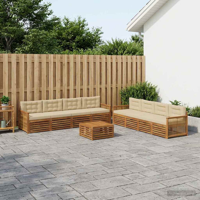 Set de canapele de exterior cu pernă 9 pcs Natural și Bej WALTI