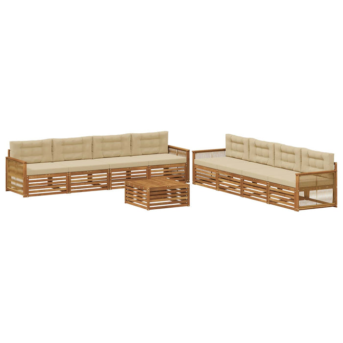 Set de canapele de exterior cu pernă 9 pcs Natural și Bej WALTI