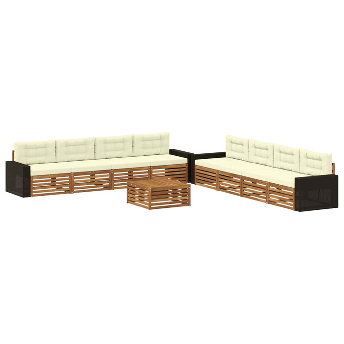 Set de canapele de exterior 9 pcs Natural și Crem Poliester WALTI