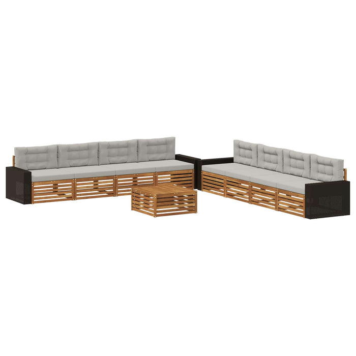 Set de canapele de exterior 9 pcs Natural și gri deschis WALTI