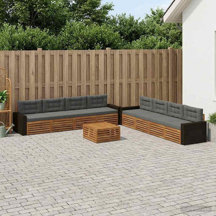 Set de canapele de exterior 9 pcs Natural și Antracit Poliester WALTI