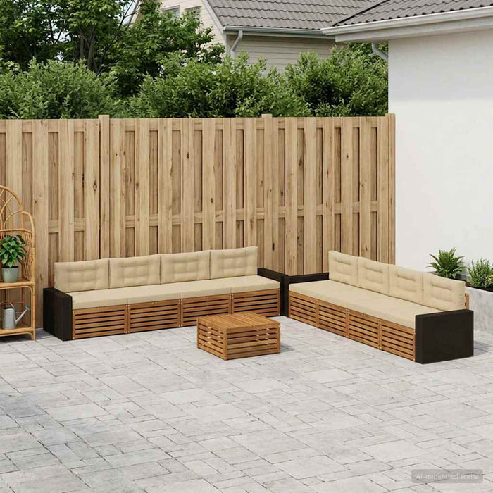 Set de canapele de exterior 9 pcs Natural și Bej Poliester WALTI