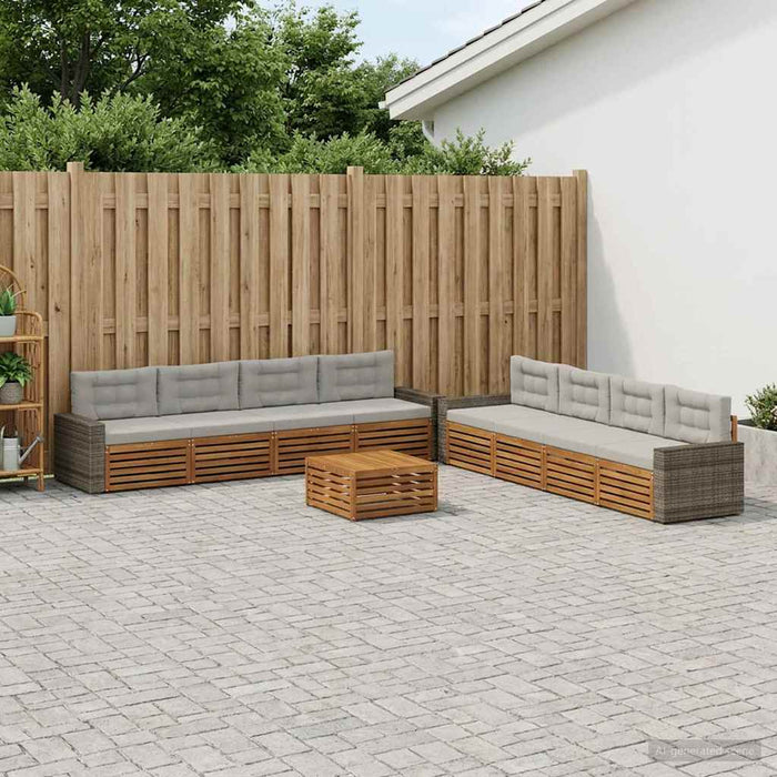 Set de canapele de exterior 9 pcs Natural și gri deschis WALTI