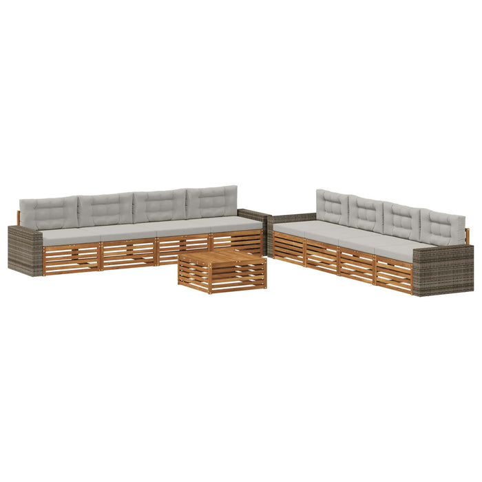 Set de canapele de exterior 9 pcs Natural și gri deschis WALTI