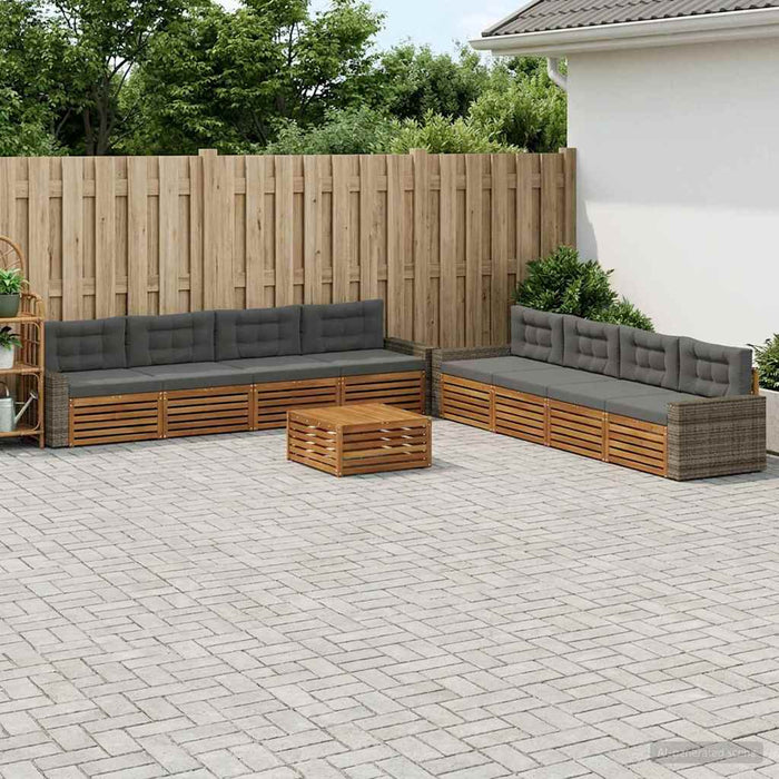 Set de canapele de exterior 9 pcs Natural și Antracit Poliester WALTI