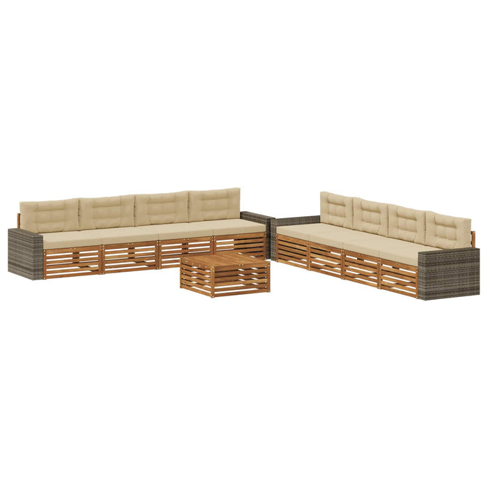 Set de canapele de exterior 9 pcs Natural și Bej Poliester WALTI