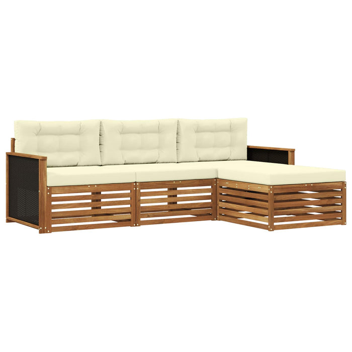 Set de canapele de exterior 4 pcs Natural și Crem Poliester WALTI