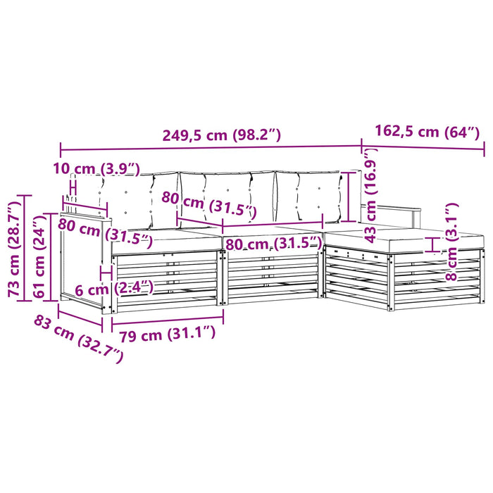 Set de canapele de exterior 4 pcs Natural și Crem Poliester WALTI