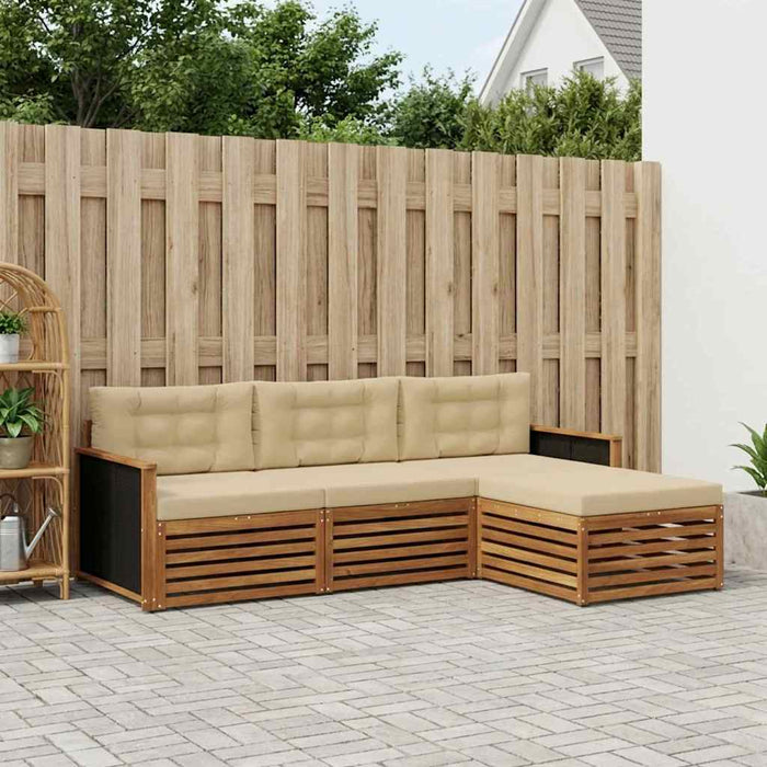 Set de canapele de exterior 4 pcs Natural și Bej Poliester WALTI