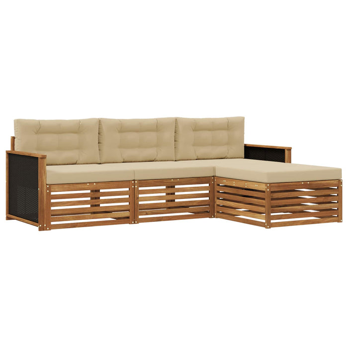 Set de canapele de exterior 4 pcs Natural și Bej Poliester WALTI