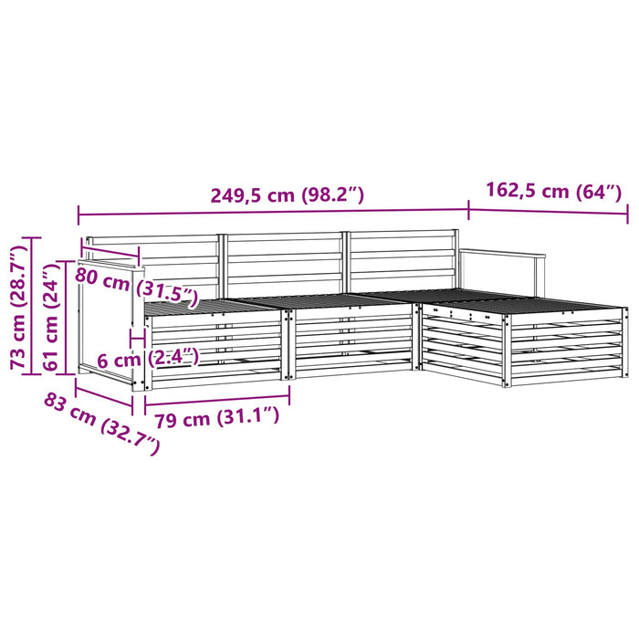 Set de canapele de exterior natural 249,5 x 162,5 x 73 cm WALTI