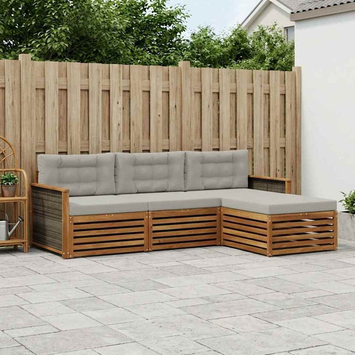 Set de canapele de exterior cu pernă Natural și gri deschis WALTI