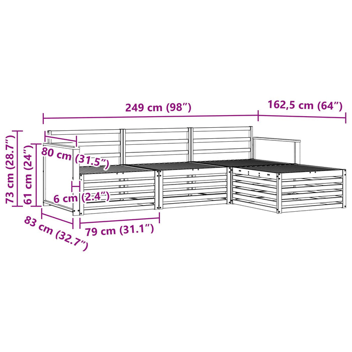 Set de canapele de exterior natural 249 x 162,5 x 73 cm WALTI