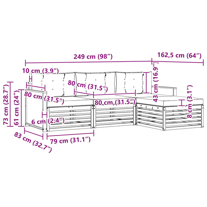 Set de canapele de exterior Natural și Crem 249 x 162,5 x 73 cm WALTI